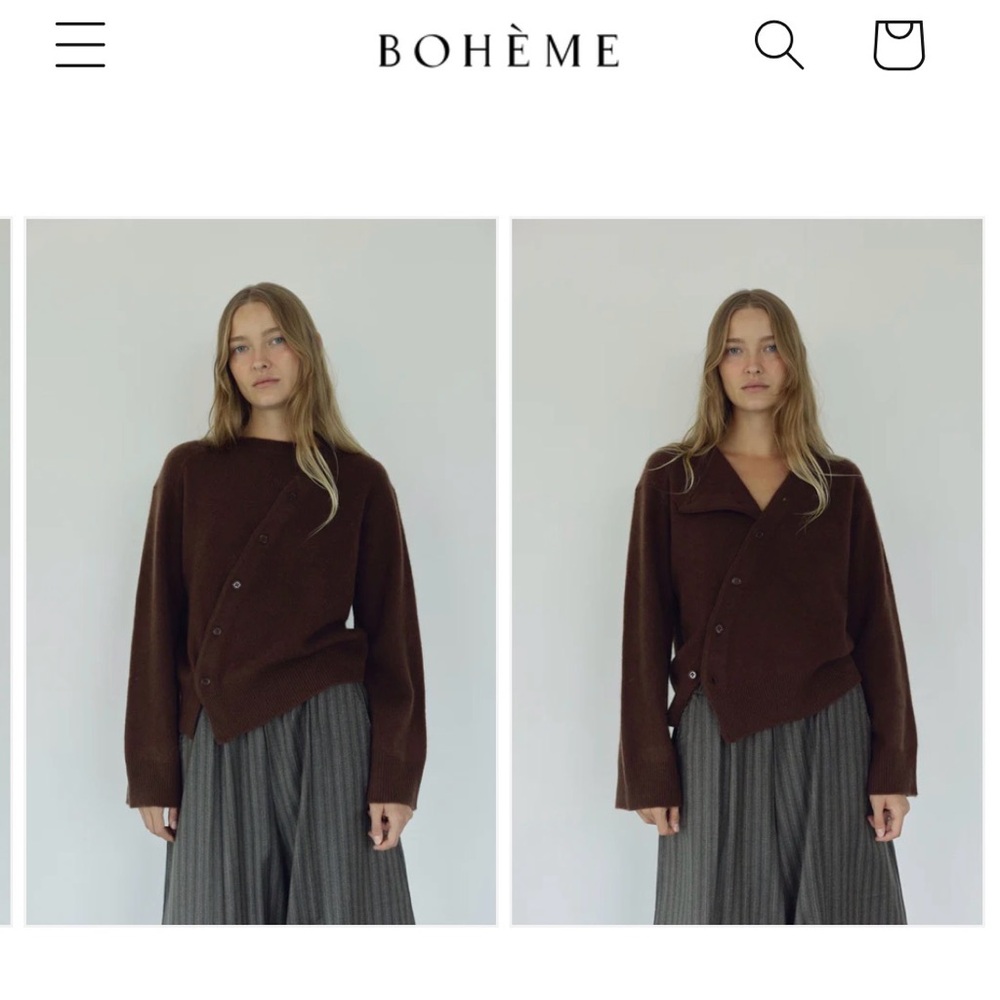 Boheme Goods Cashmere Espresso Asymmetric Cardigan